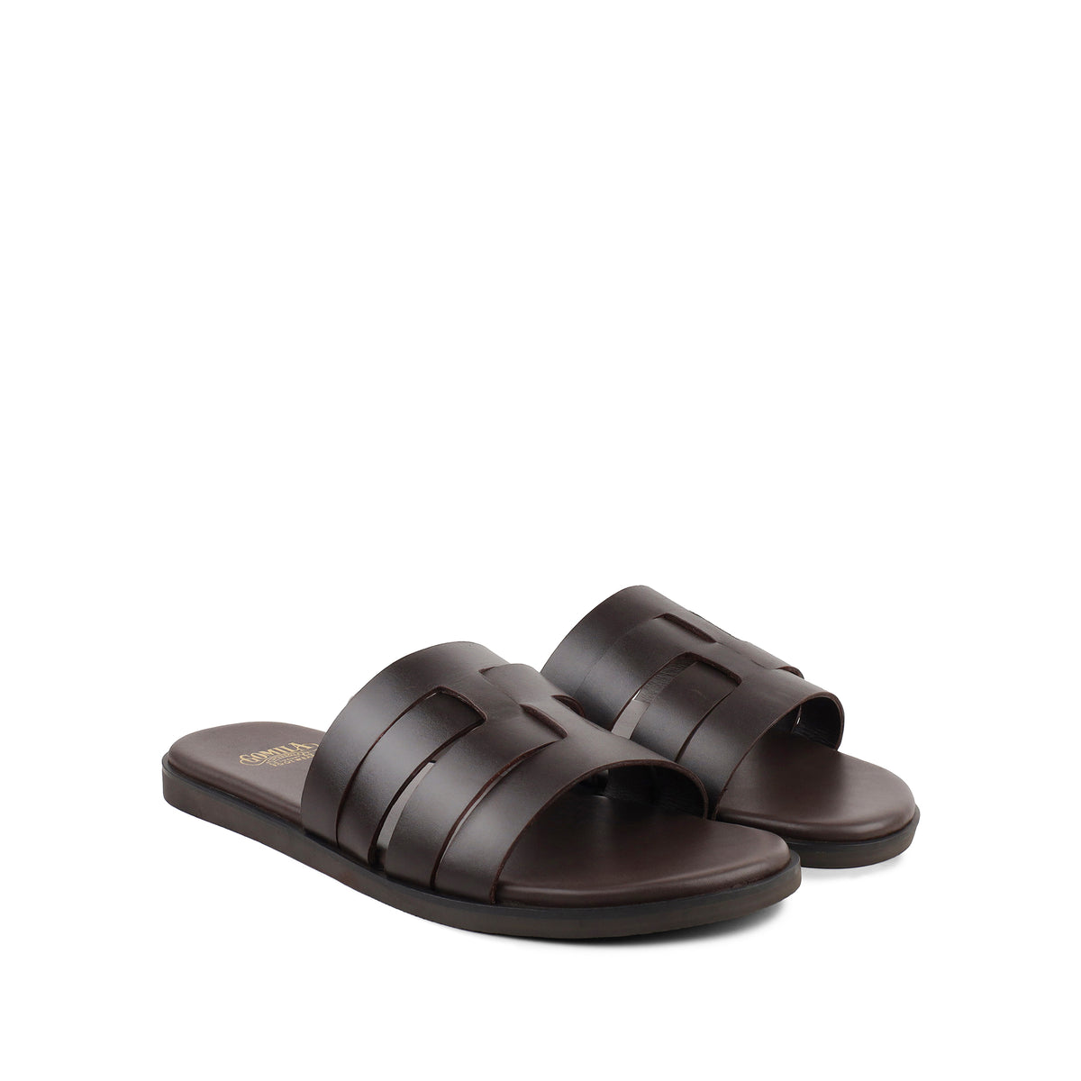 Federico - Men's Dark Brown Calf Leather Slippers