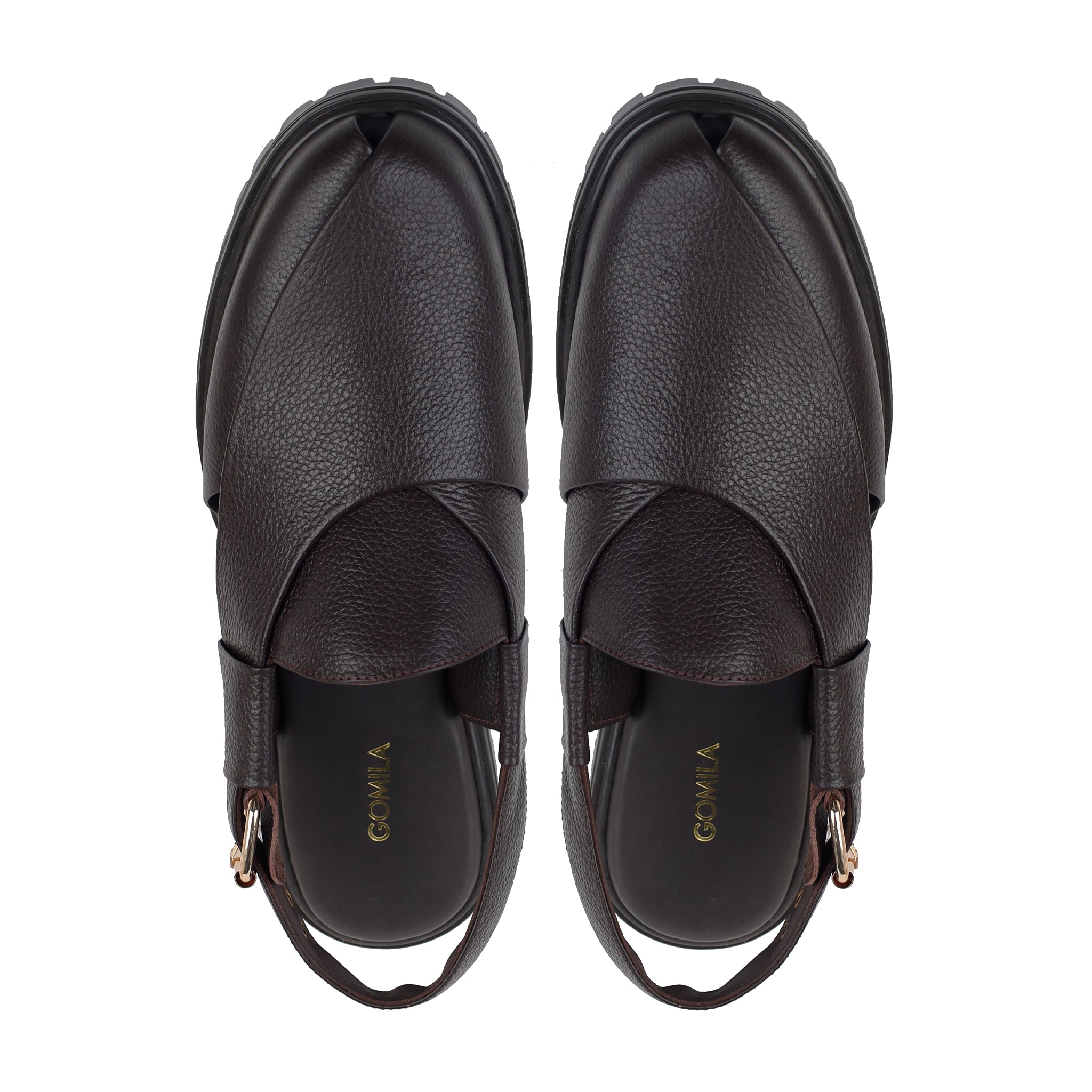 Nexar - Men's Dark Brown Pebble Grain Leather Sandal