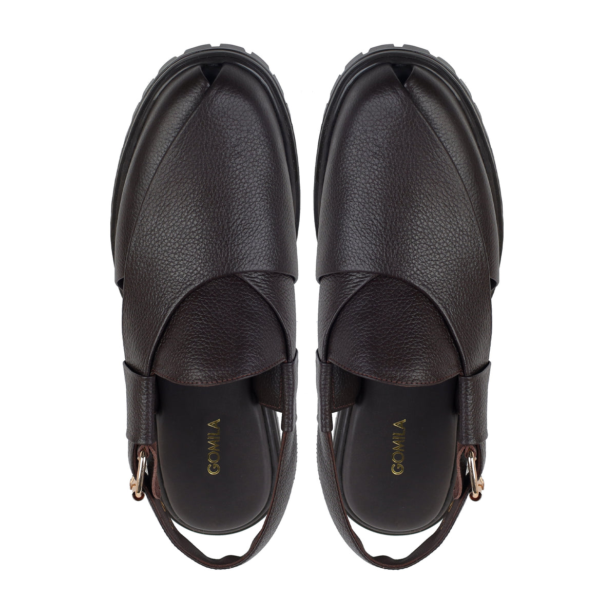 Nexar - Men's Dark Brown Pebble Grain Leather Sandal
