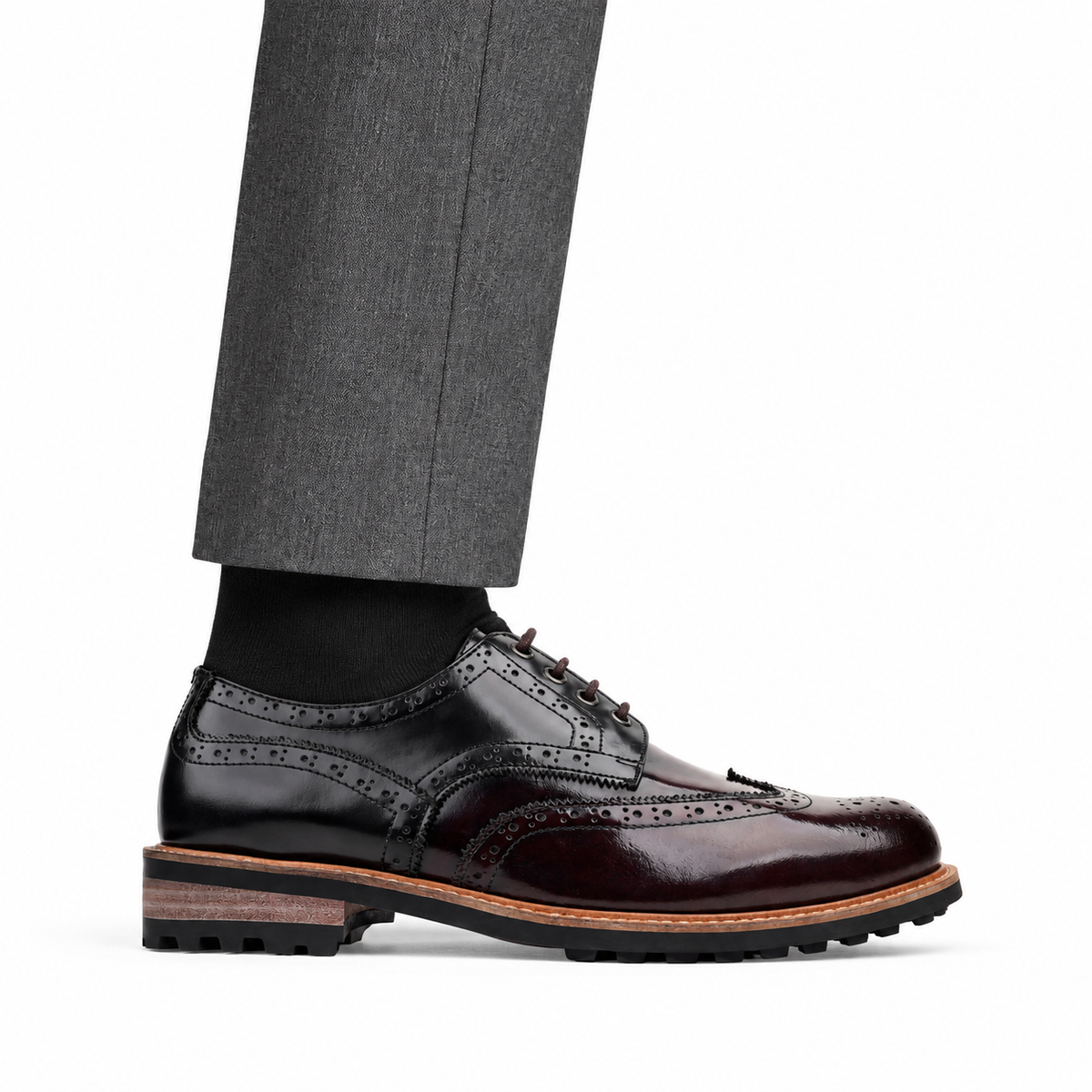 Foster - Men's Black & Burgundy Calf Leather Goodyear Welted Derby