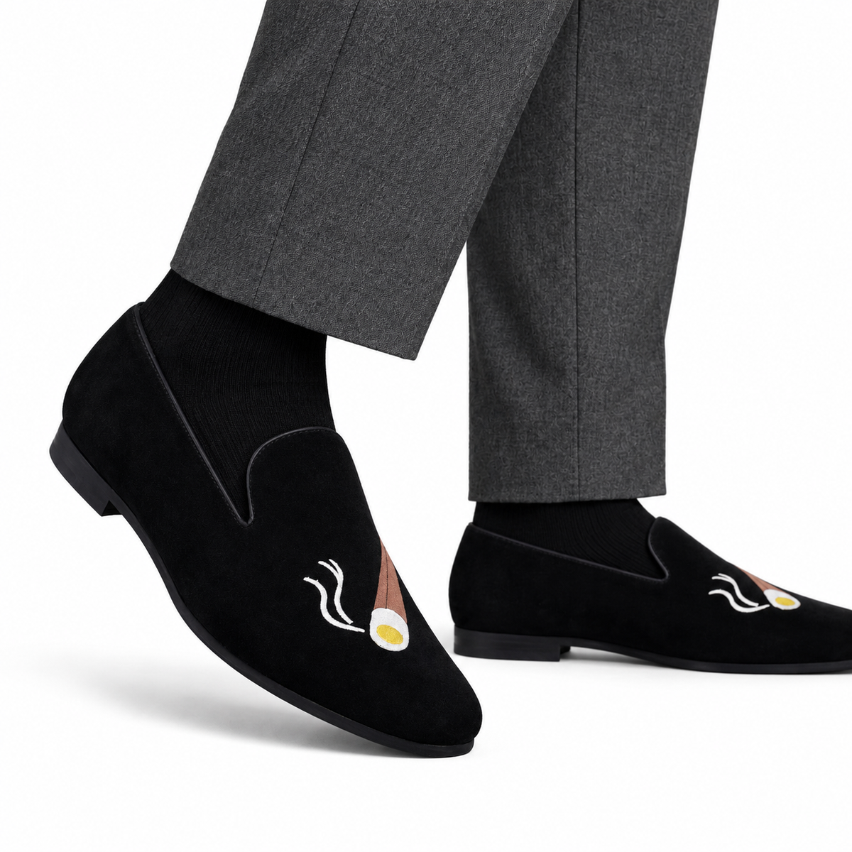 David - Men's Black Suede & Embroidery Loafer