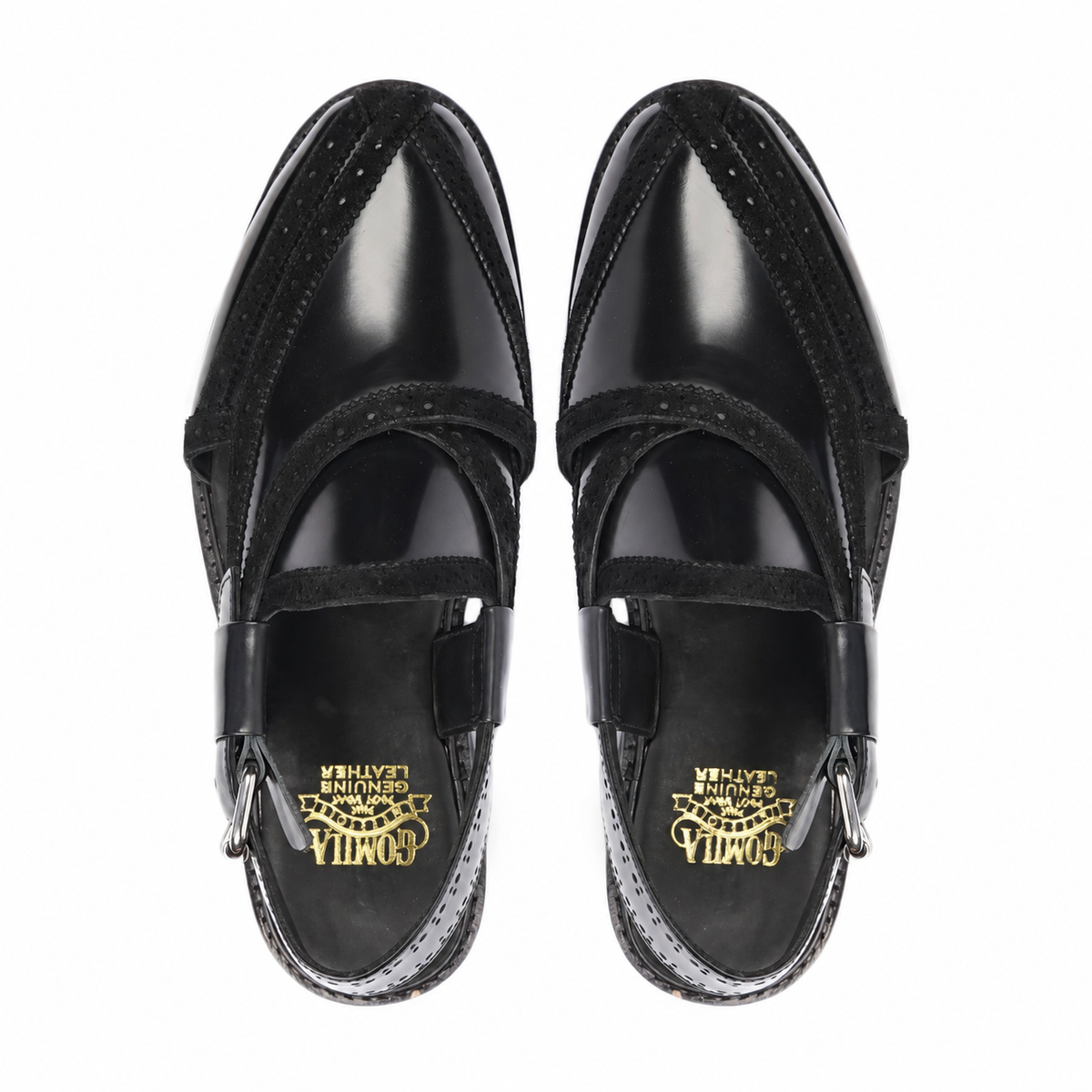 Masumi - Men's Black Box Leather High Shine Sandal