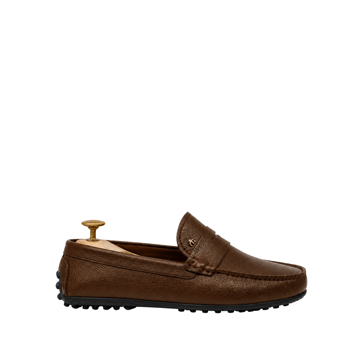 Evoke - Men's Brown Pebble Grain Leather Driver Shoe