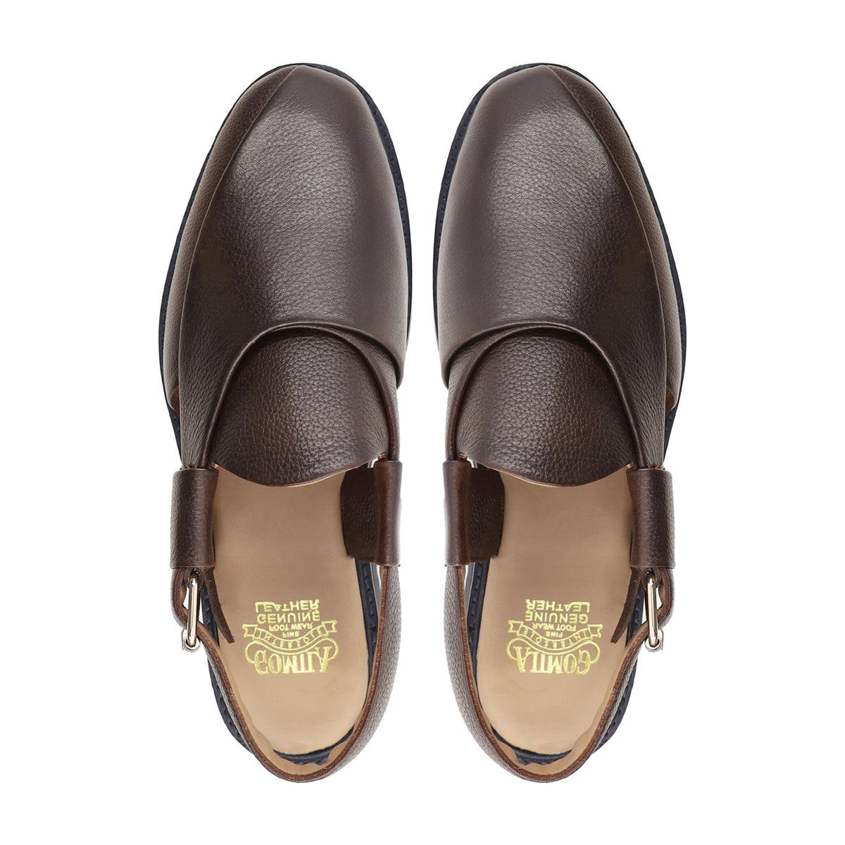 Leuven - Men's Dark Brown Pebble Grain Leather Sandal