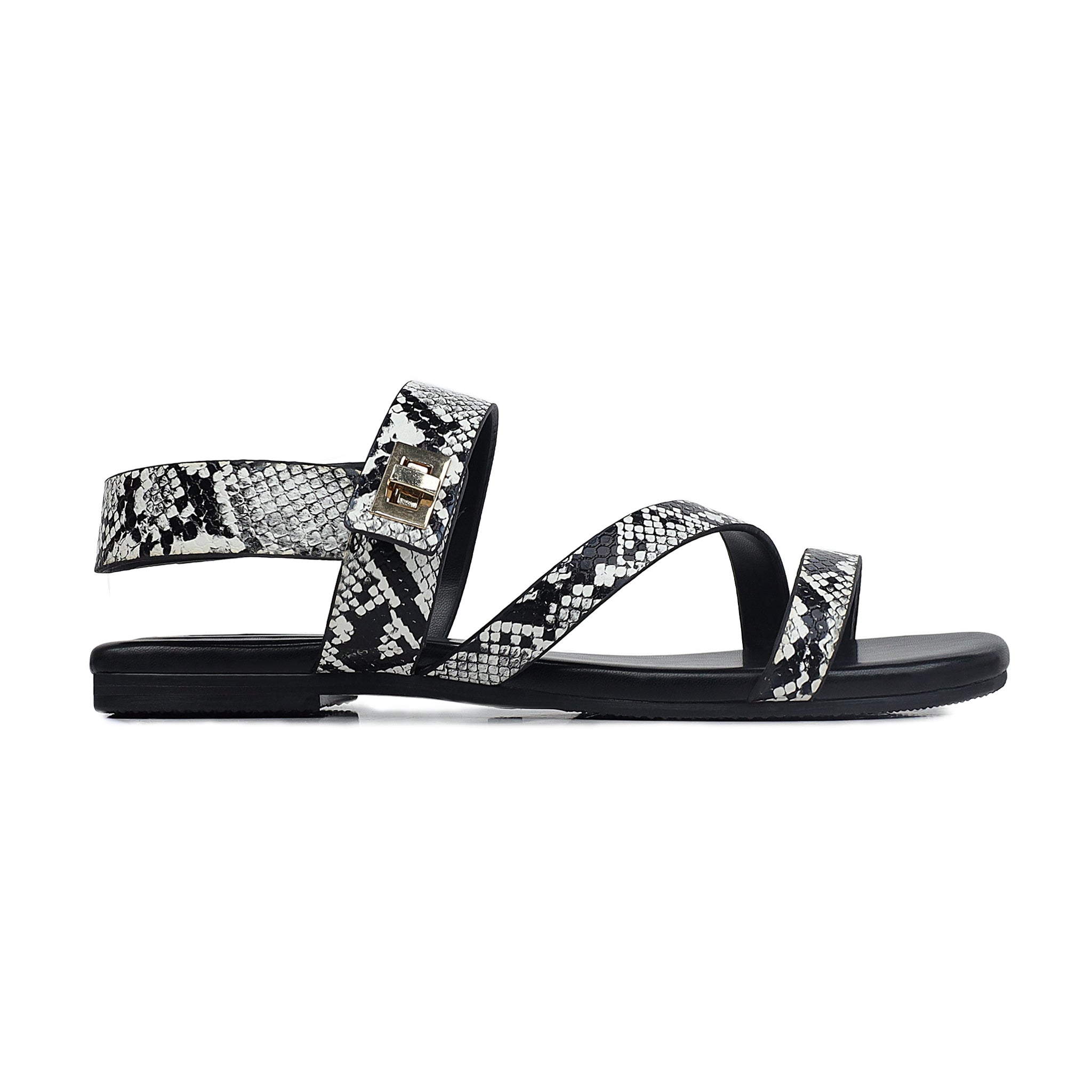 Calyx - Women's Black and Grey Strapped Sandal