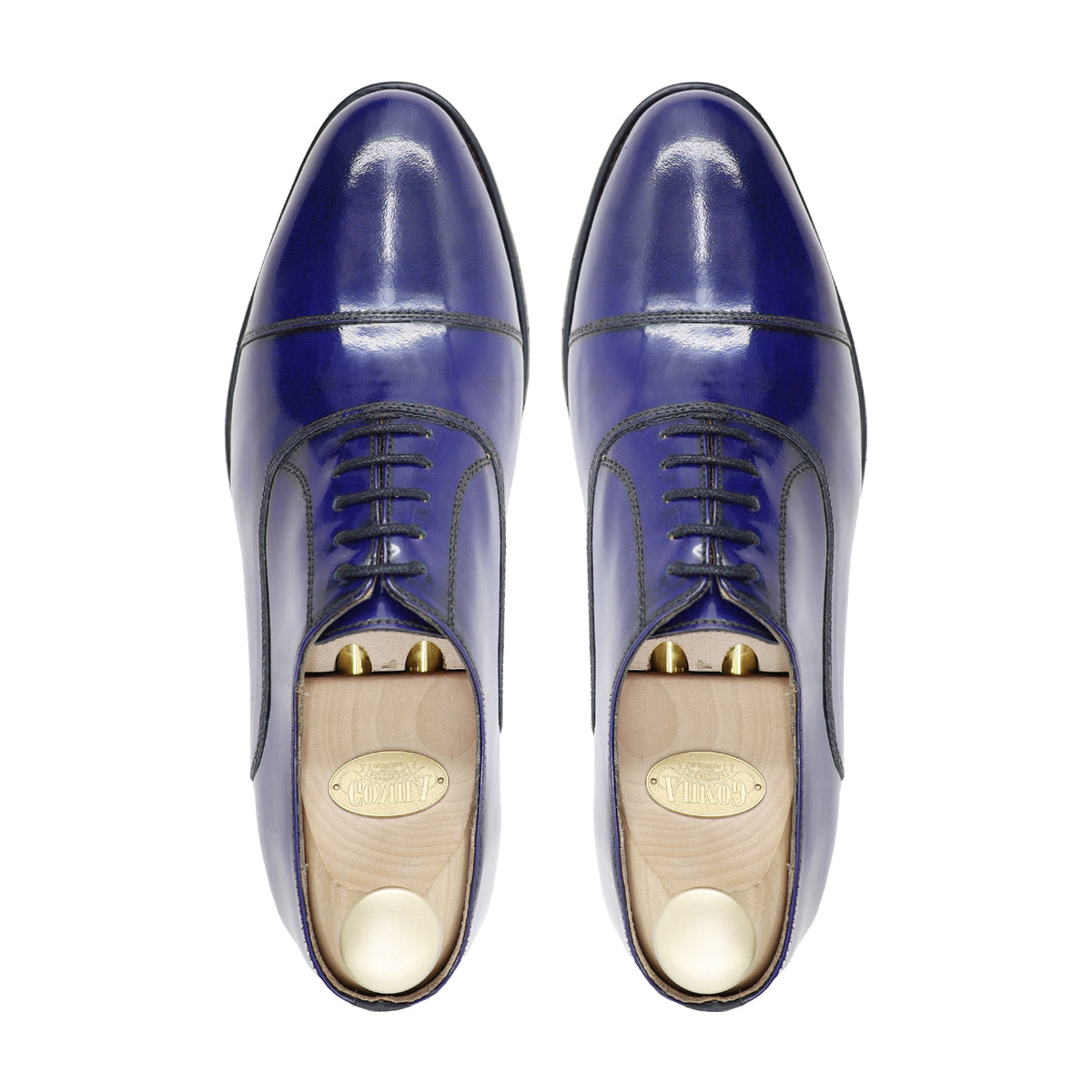 Badden - Men's Burnished Blue Box Leather High Shine Oxford Shoe