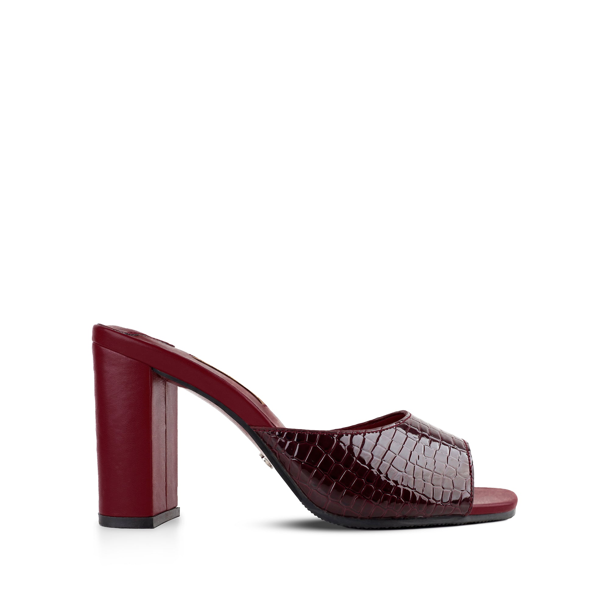 Lana - Women's Crocodile Print Oxblood 90mm Heels