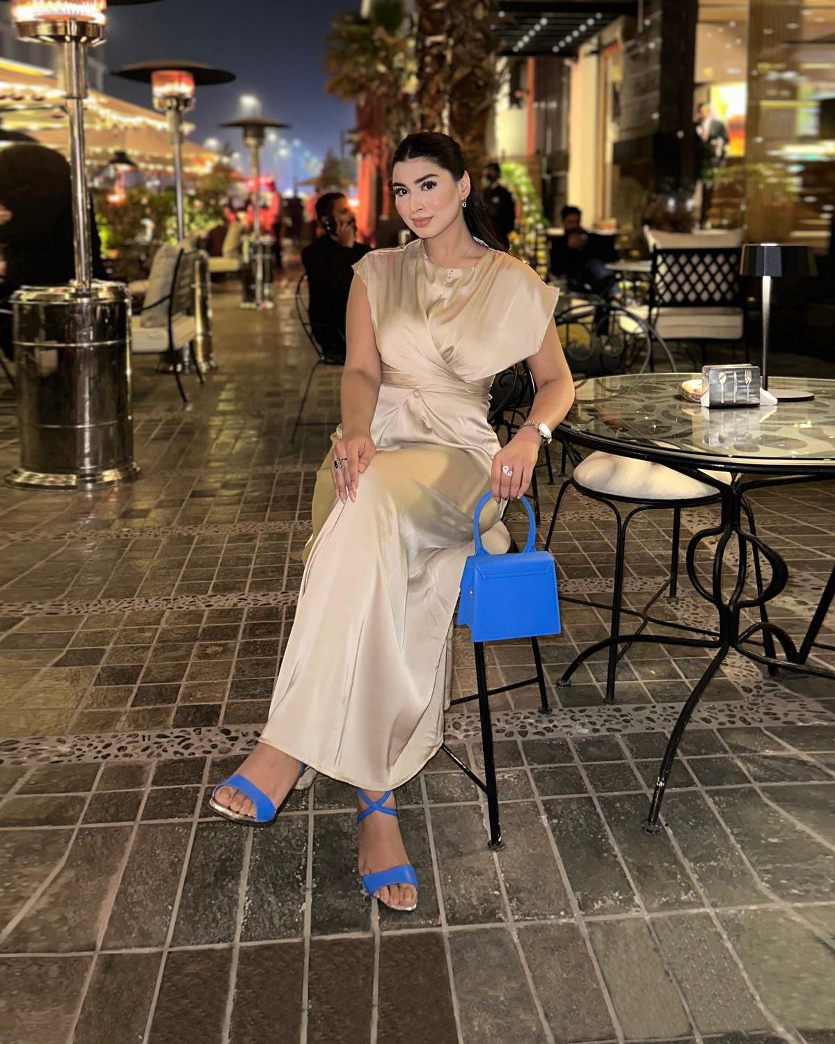 Anna - Women's Blue Strapped 90mm Heels