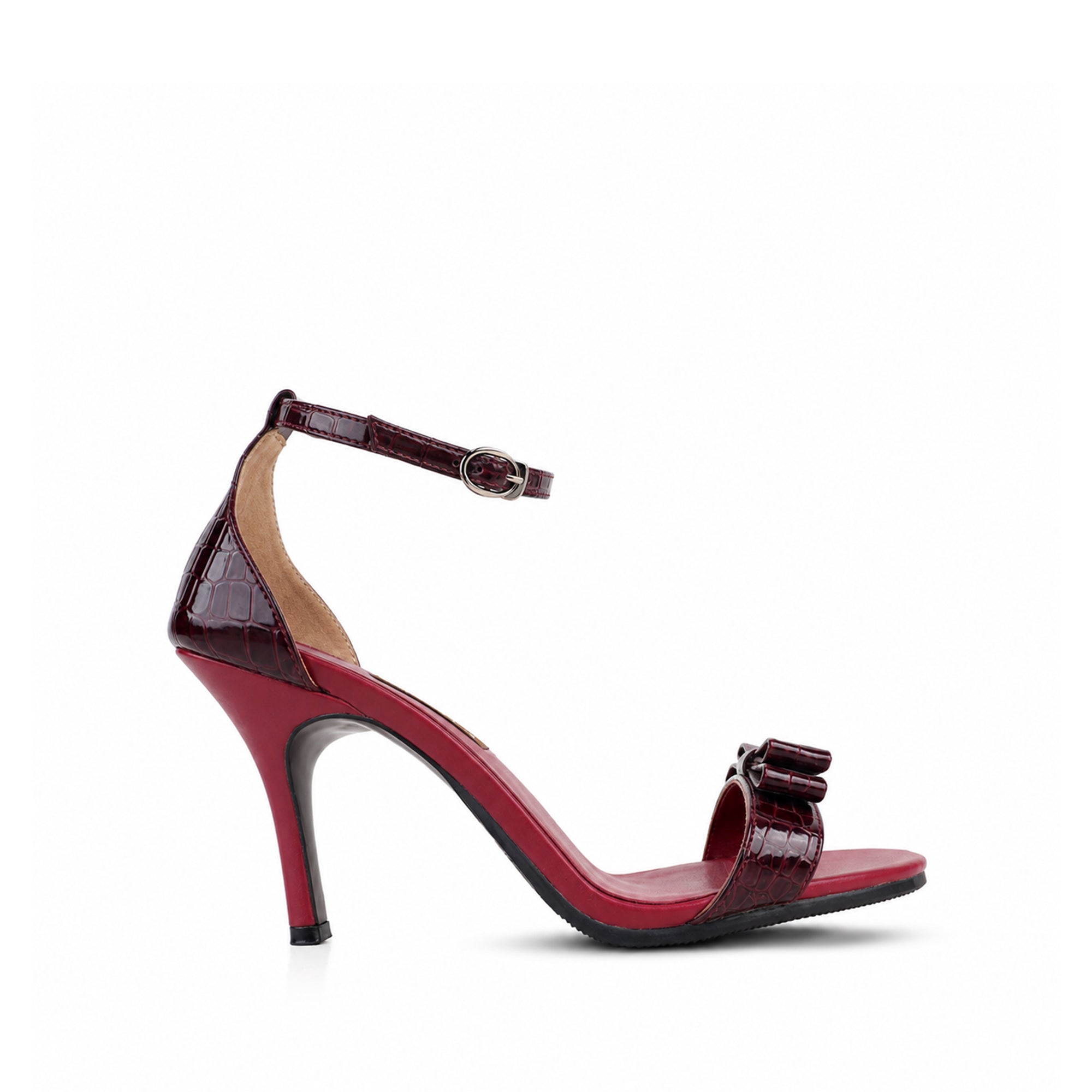 Gemma - Women's Crocodile Print Oxblood 90mm Heels