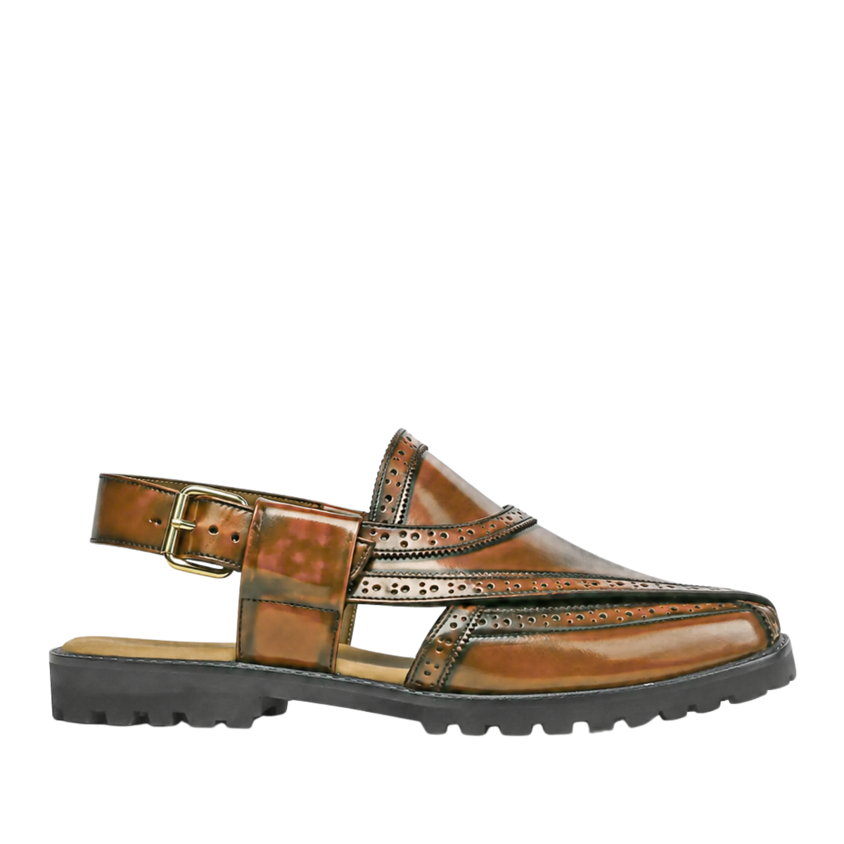 Brooklyn - Men's Tan Box Leather High Shine Sandal