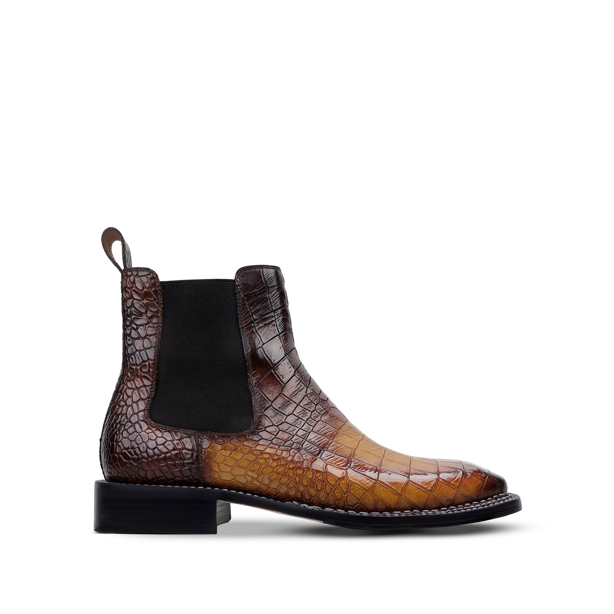 Dexter - Men's Burnish Tan Crocodile Textured Chelsea Boot