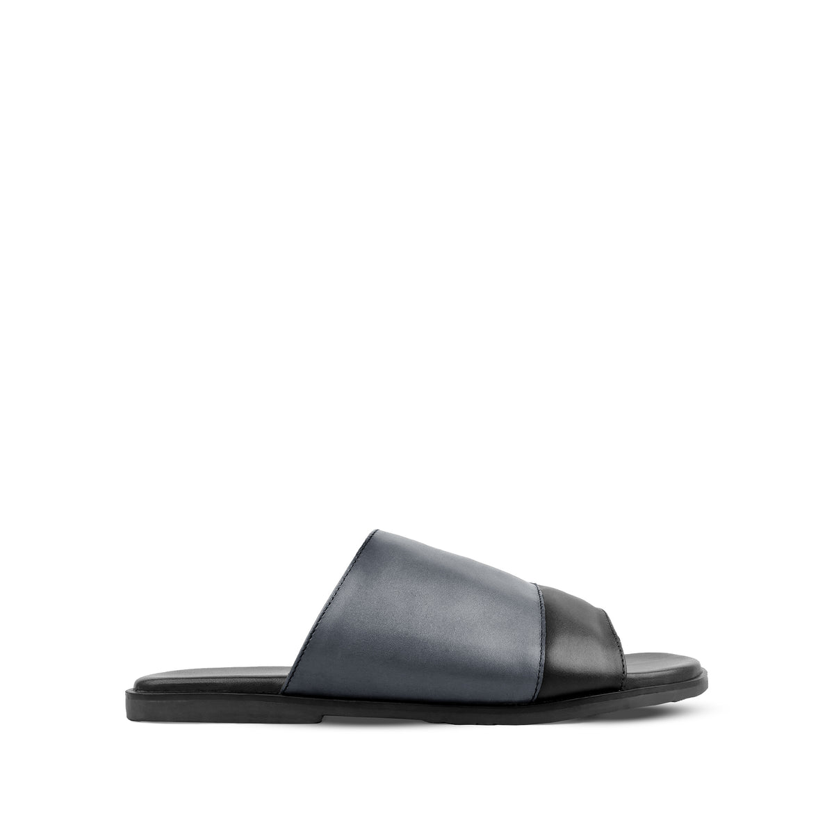 Borela - Men's Black & Gery Calf Leather Slipper