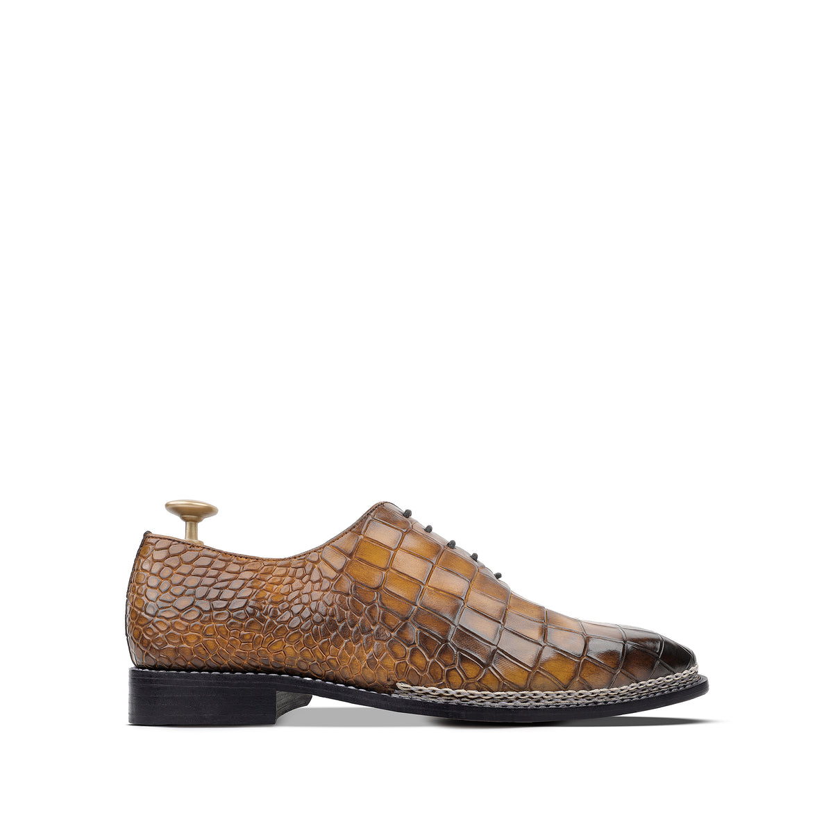 Peter - Men's Tan Crocodile Leather Goodyear Welted Wholecut