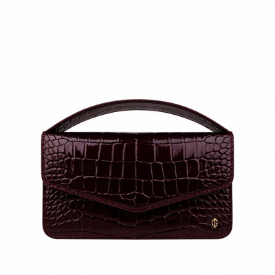 Victoria - Oxblood Crocodile Textured Micro Bag