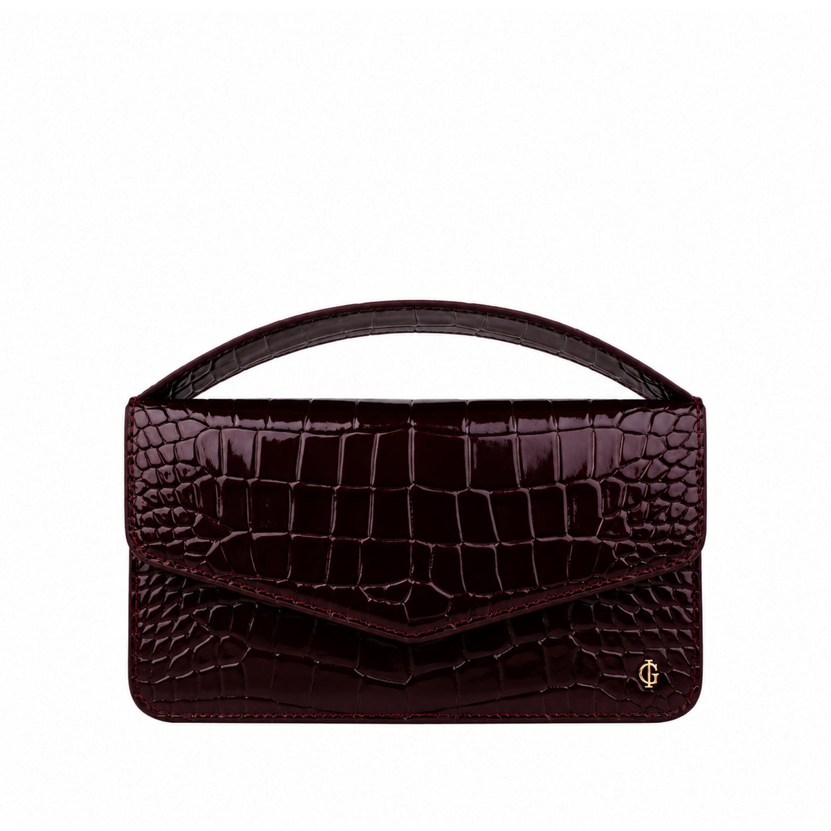 Victoria - Oxblood Crocodile Textured Micro Bag