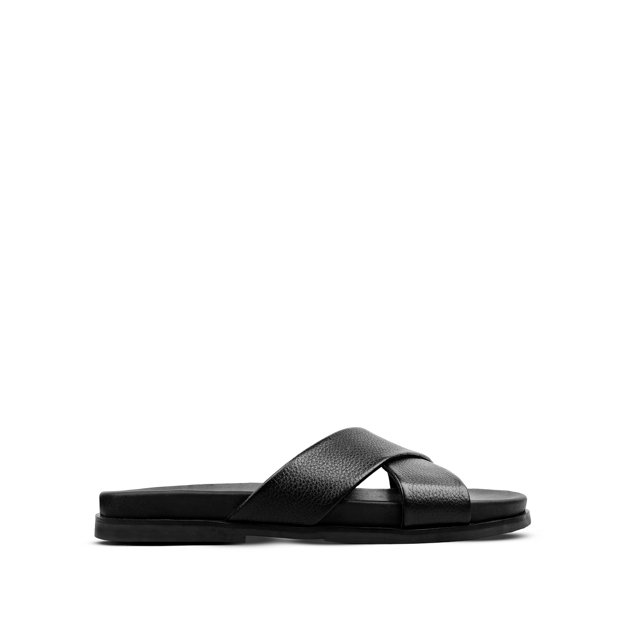 Elvo - Men's Black Pebble Grain Leather Slipper