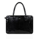 Zayne - Black Crocodile Leather Laptop Bag