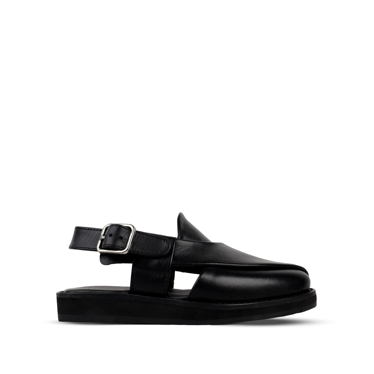 Evan - Children’s Black Calf Leather Sandal
