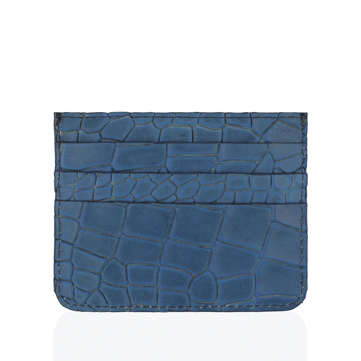 Sage - Blue Crocodile Textured Card Holder