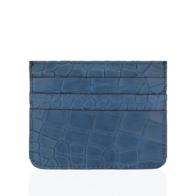 Sage - Blue Crocodile Textured Card Holder