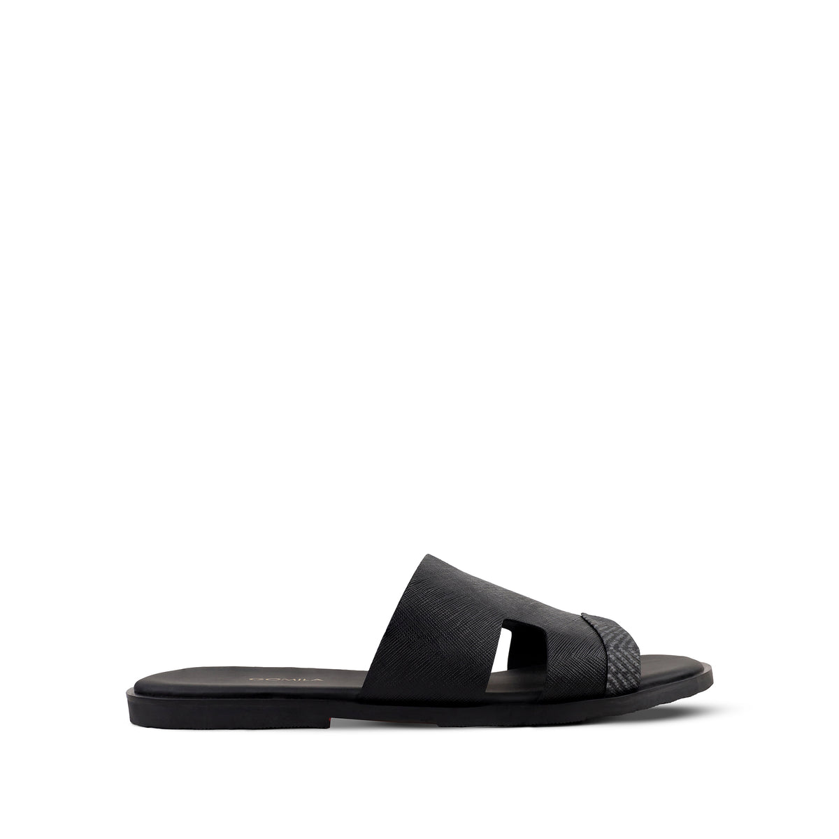 Kiara - Men's Black Calf Leather Slippers