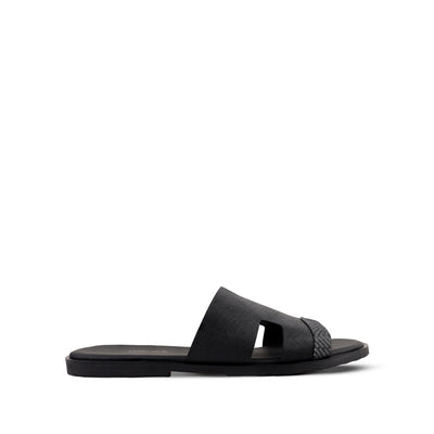 Cameron PRINTED - Men's Black Calf Leather Slippers