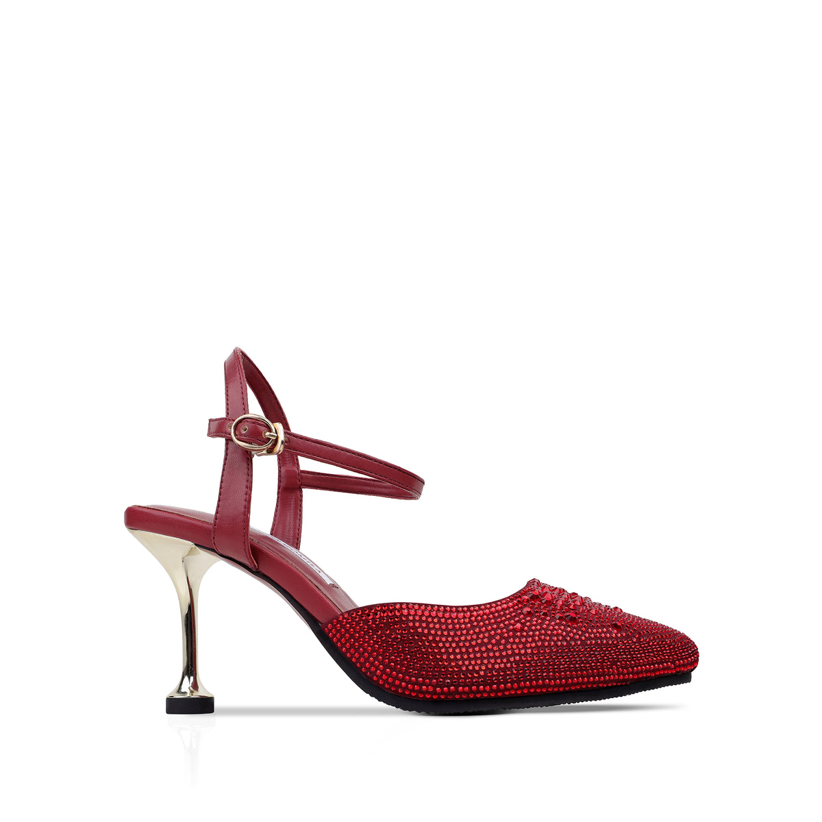 Vanessa - Women’s Oxblood Hand Set Crystals 90mm Heels