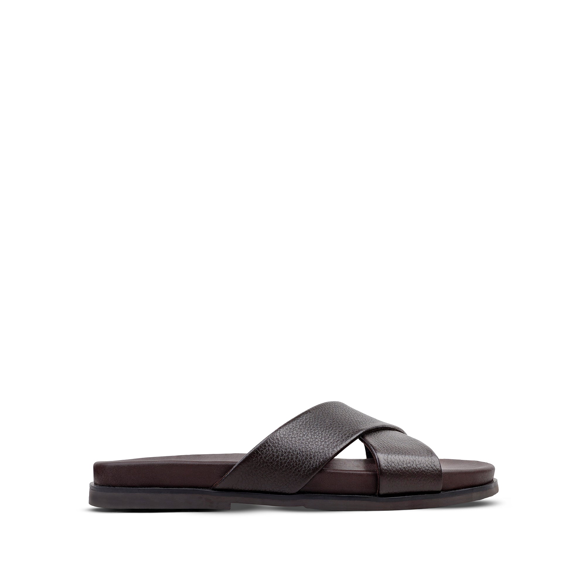 Elvo - Men's Dark Brown Pebble Grain Leather Slipper
