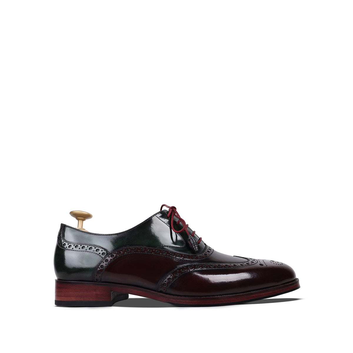 The Townhouse - Men's Oxblood & Green Box Leather Oxford