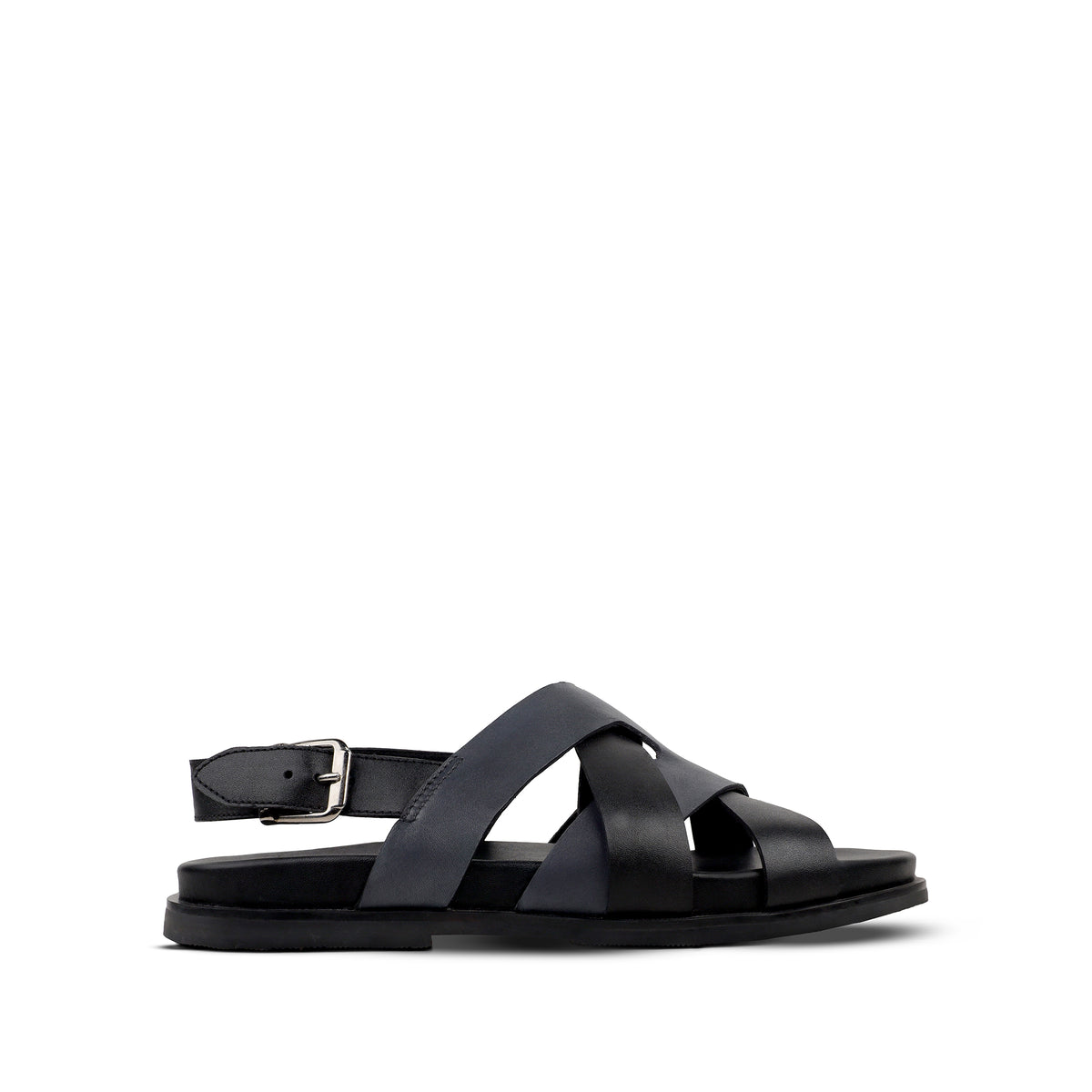 Galo - Men's Black & Grey Calf Leather Sandal
