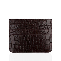 Sage - Dark Brown Crocodile Textured Card Holder