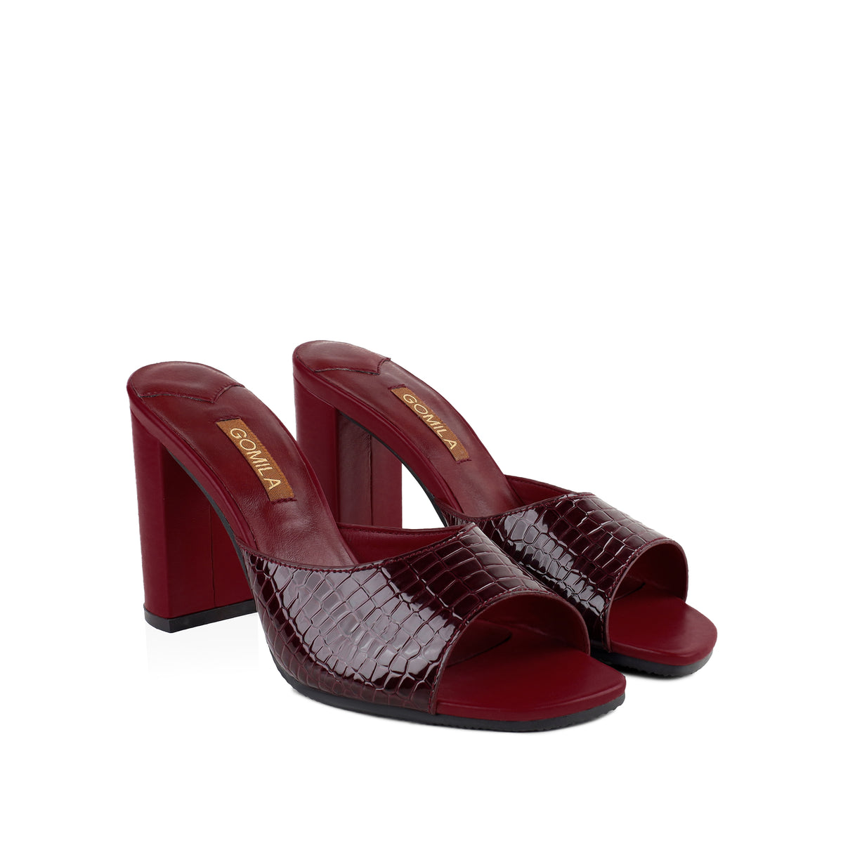 Lana - Women's Crocodile Print Oxblood 90mm Heels