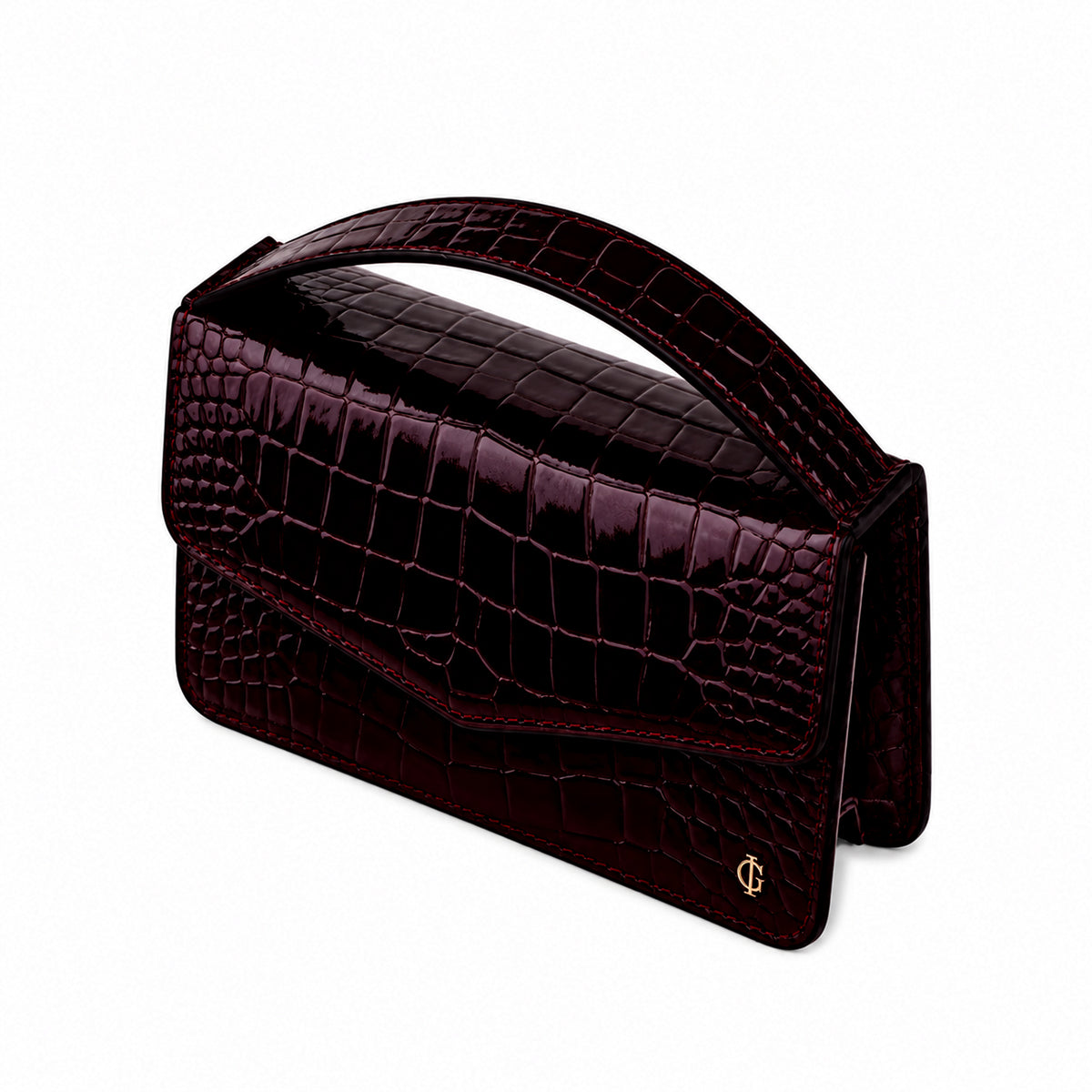 Victoria - Oxblood Crocodile Textured Micro Bag