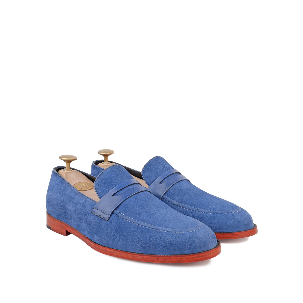 Samuel - Men's Sea Blue Kid Suede Bespoke Loafer
