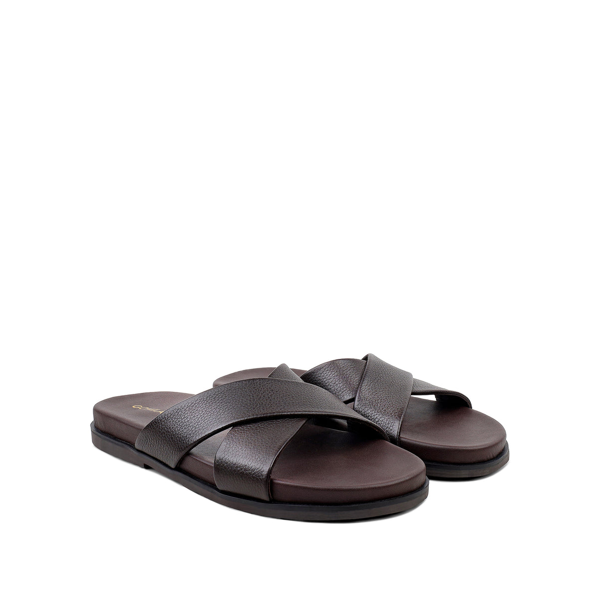 Elvo - Men's Dark Brown Pebble Grain Leather Slipper
