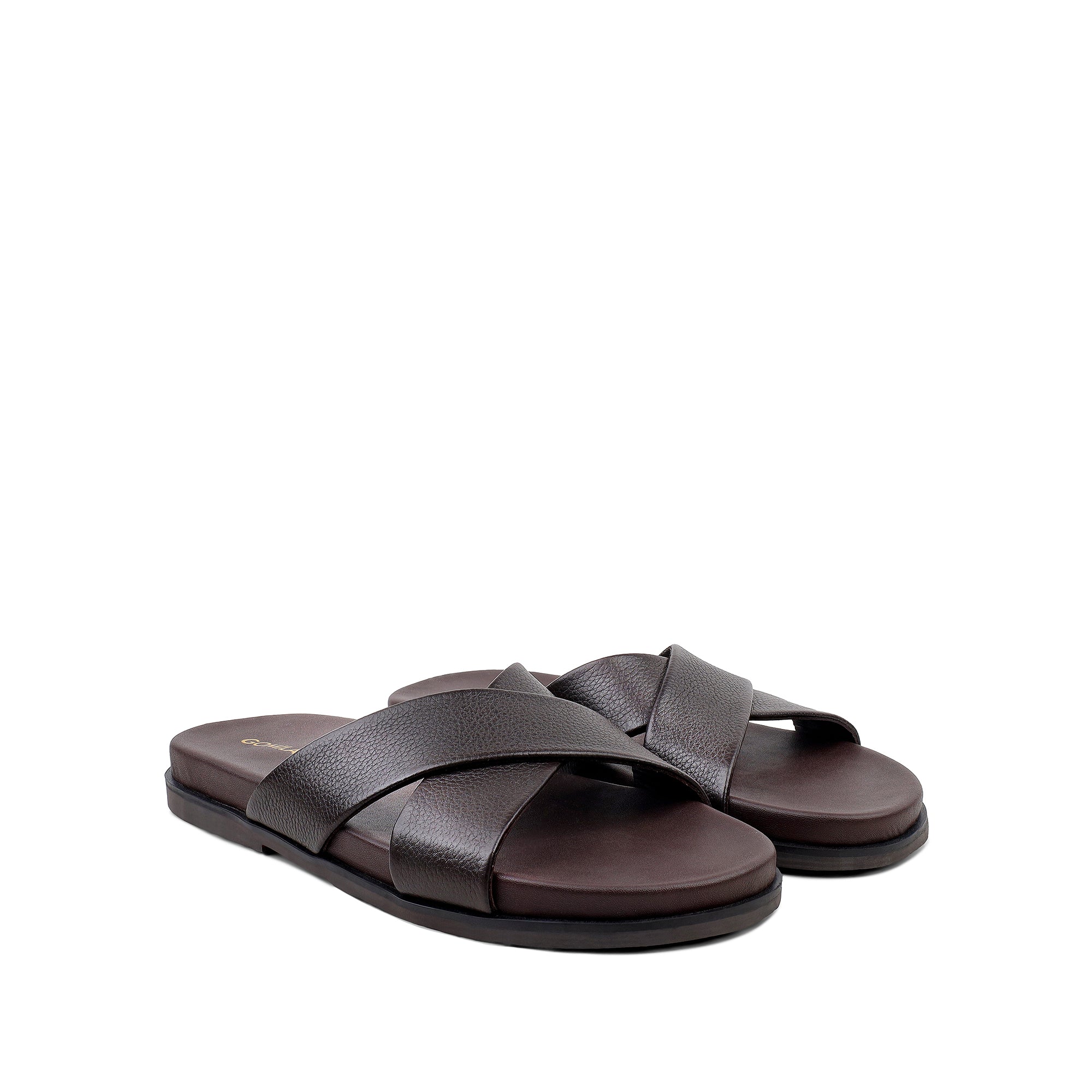 Elvo - Men's Dark Brown Pebble Grain Leather Slipper