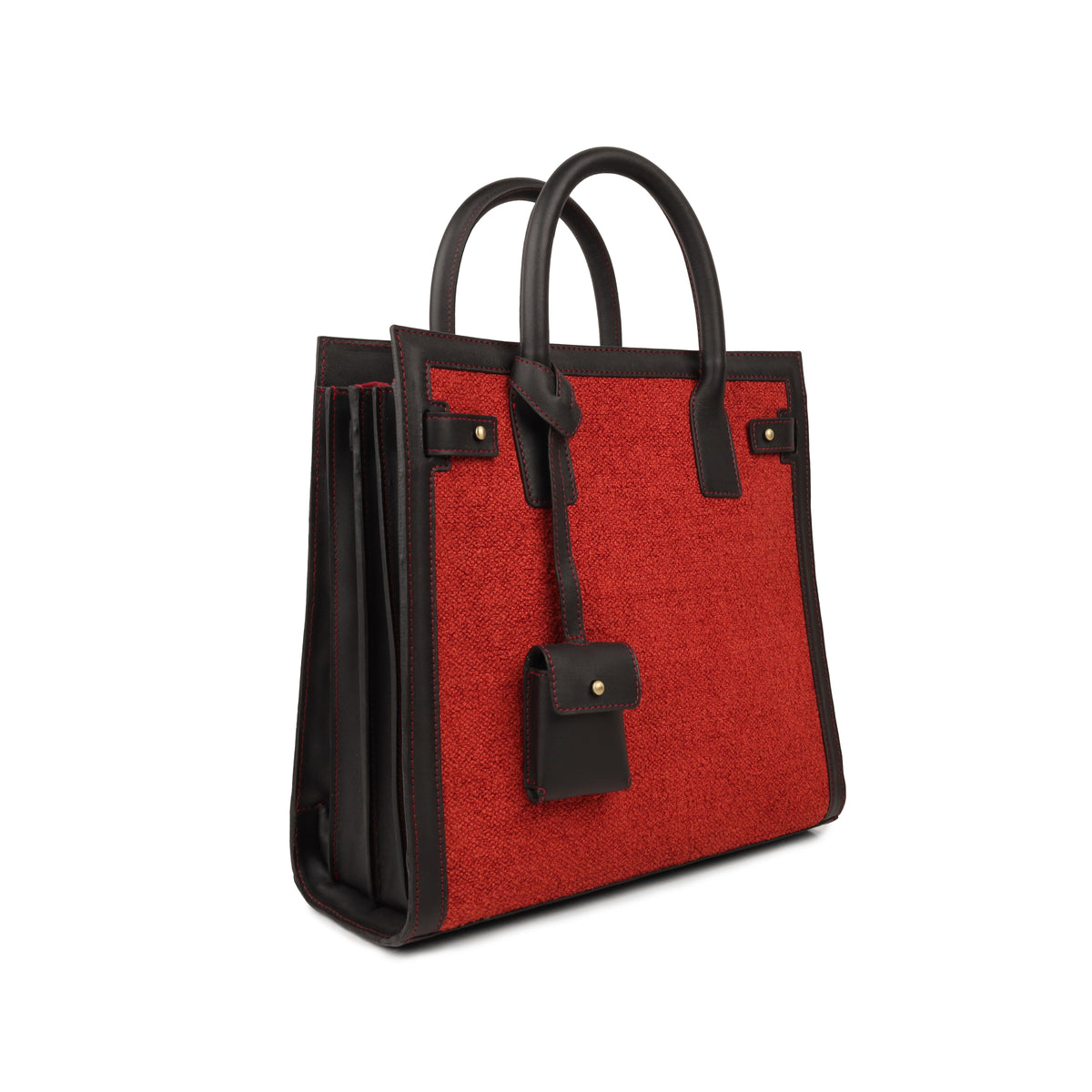 Hazel - Boucle Fabric & Leather Hand Bag