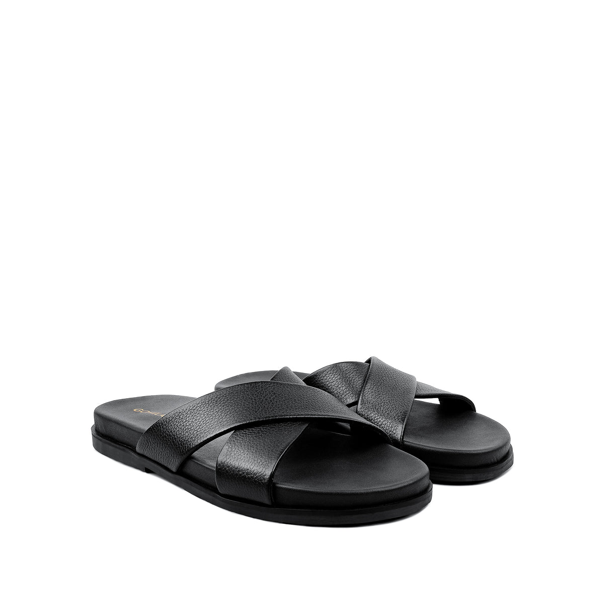 Elvo - Men's Black Pebble Grain Leather Slipper