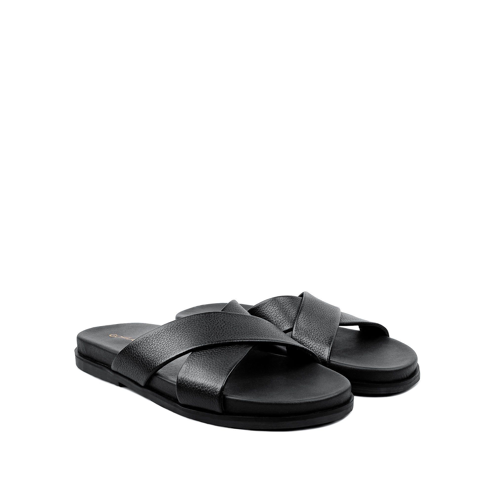 Elvo - Men's Black Pebble Grain Leather Slipper
