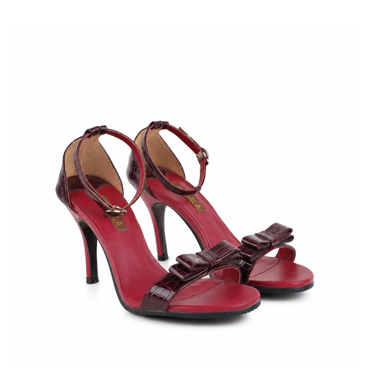 Gemma - Women's Crocodile Print Oxblood 90mm Heels