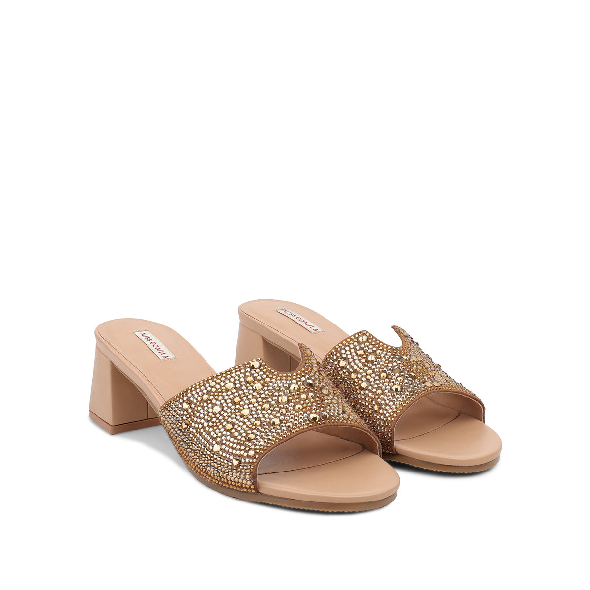 Isabel - Women's Champagne Hand Set Crystals 50mm Heels