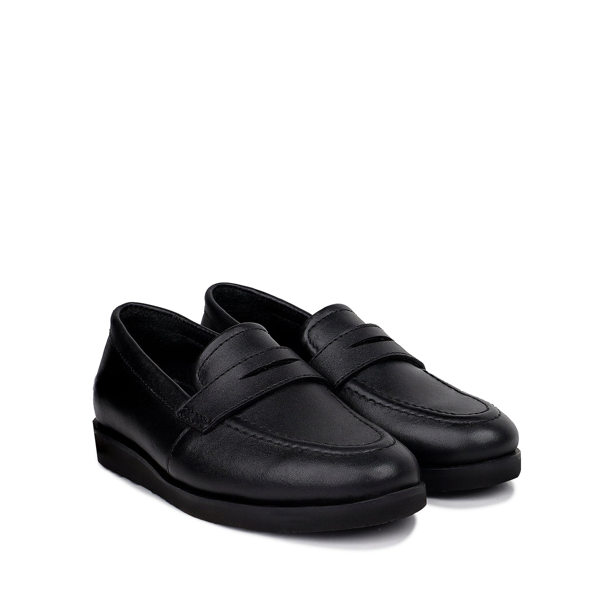 Ross - Children's Black Calf Leather Loafers