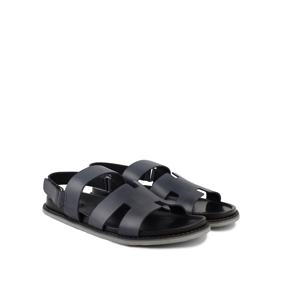 Nathan - Men's Grey Calf Leather Sandal