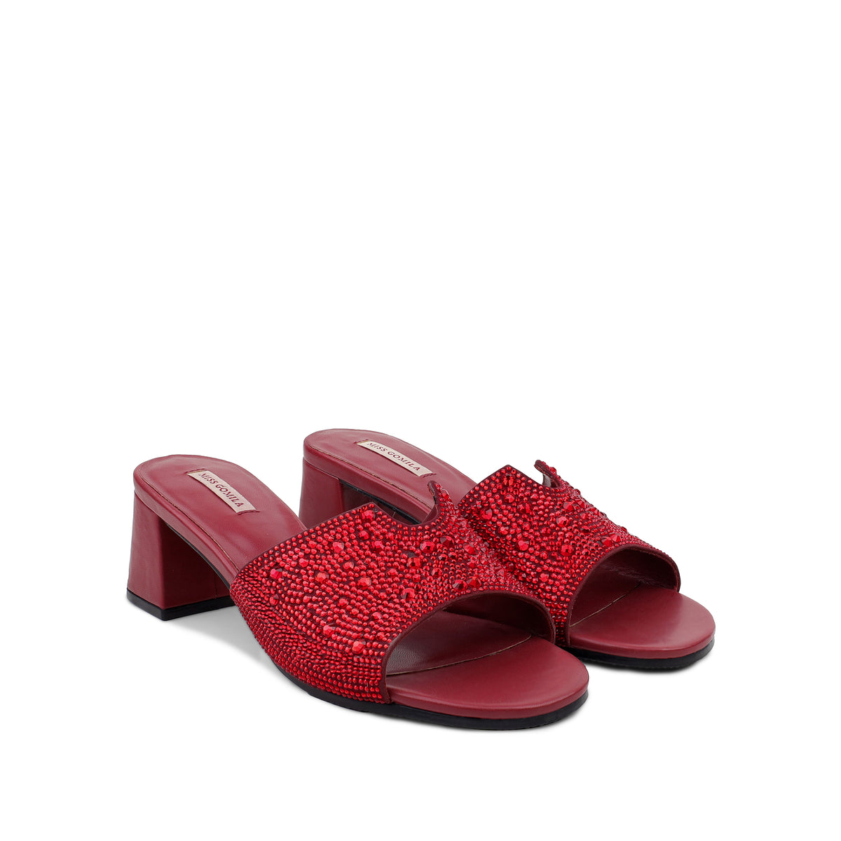 Isabel - Women's Red Hand Set Crystals 50mm Heels