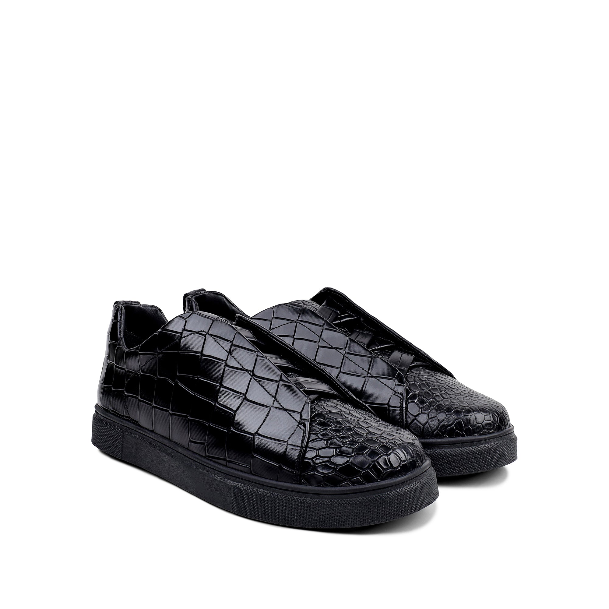 London - Men’s Black Crocodile Print Sneaker
