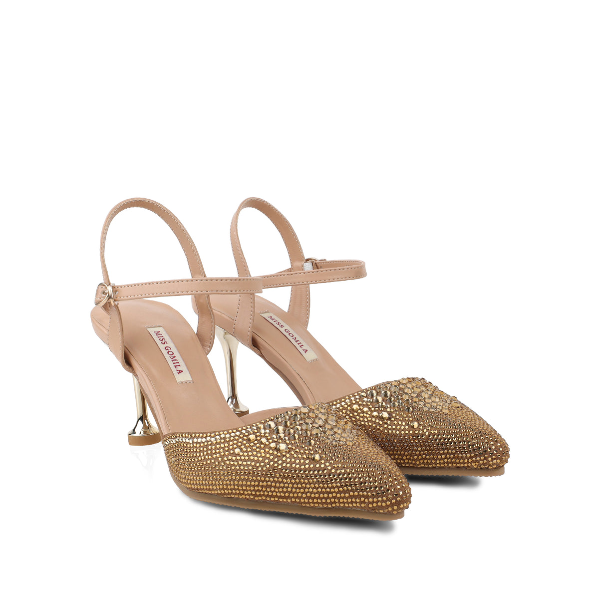 Vanessa - Women’s Champagne Rhinestone 90mm Heels