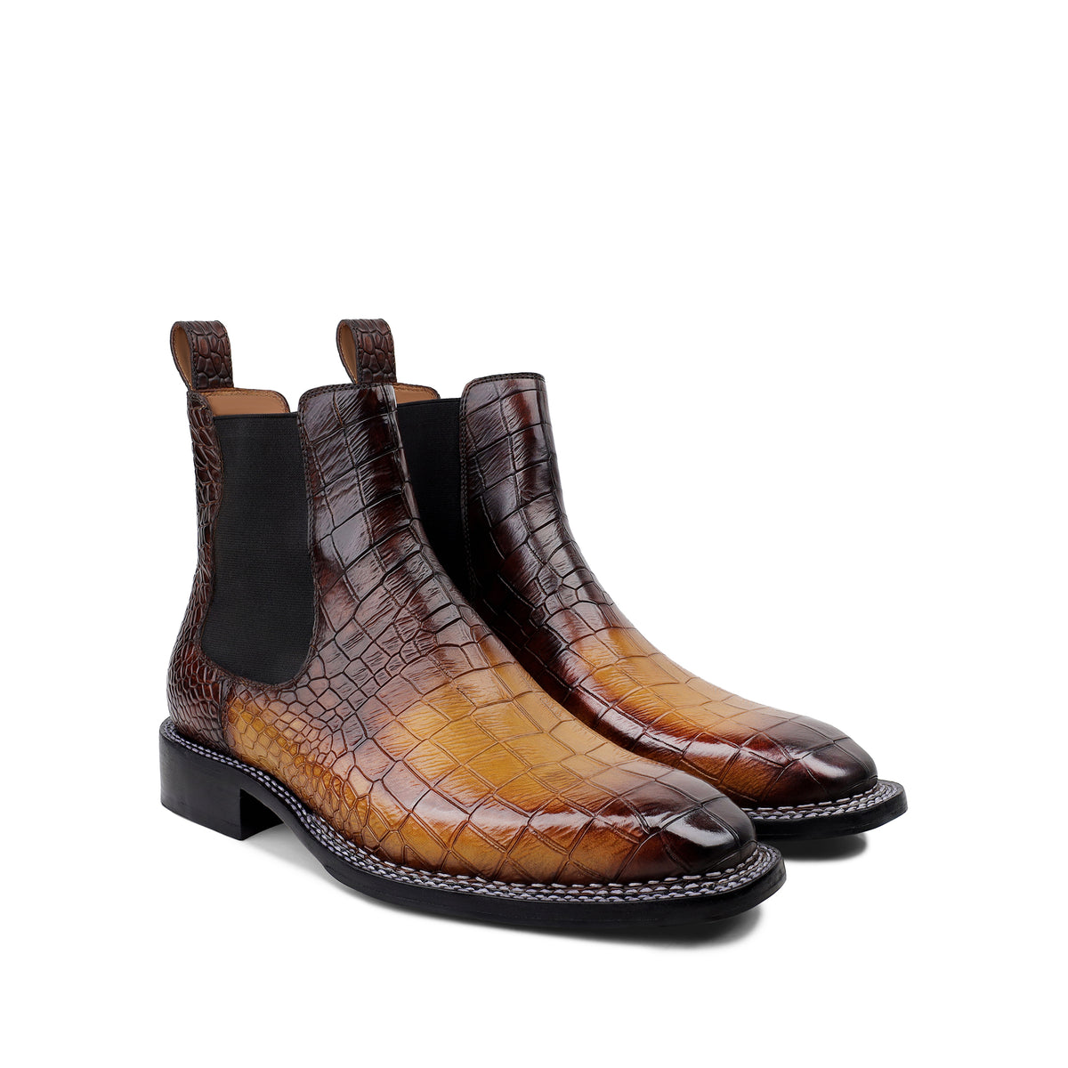 Dexter - Men's Burnish Tan Crocodile Textured Chelsea Boot