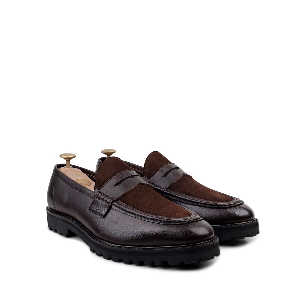 Zach - Men's Brown Calf & Suede Leather Loafer