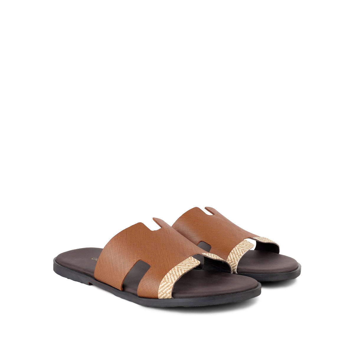 Cameron PRINTED - Men's Tan Calf Leather Slippers