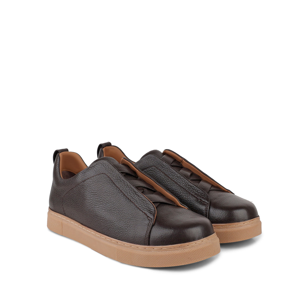 London - Men’s Dark Brown Pebble Grain Leather Sneaker